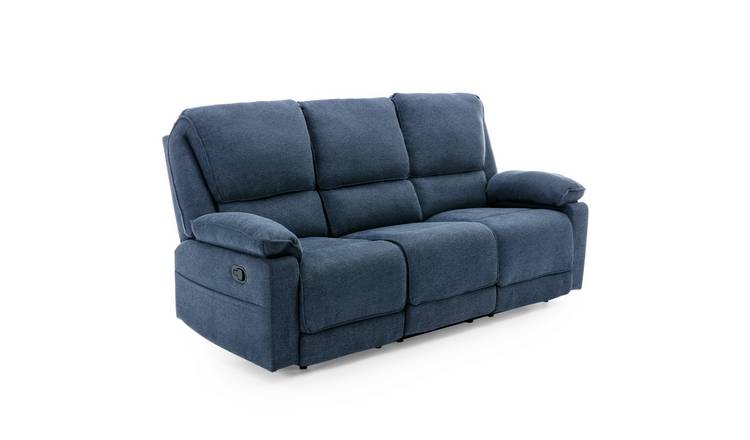 Furniture Online Sydney Manual Recliner 3 Seater Linen Sofa – Blue