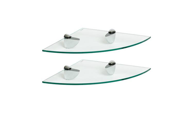 Harbour Housewares Floating Glass Corner Shelves - Set of 2