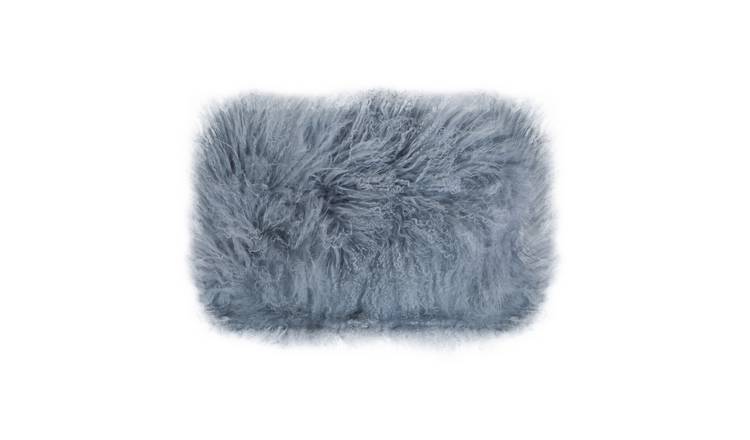 Orsina Bosie Real Mongolian Fur Rectangular Cushion – Grey