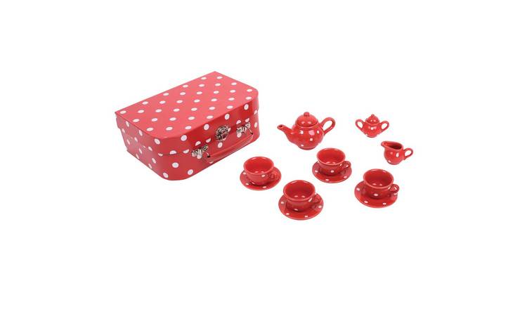 Bigjigs Toys Red Polka Dot Tea Set - 3 Years +