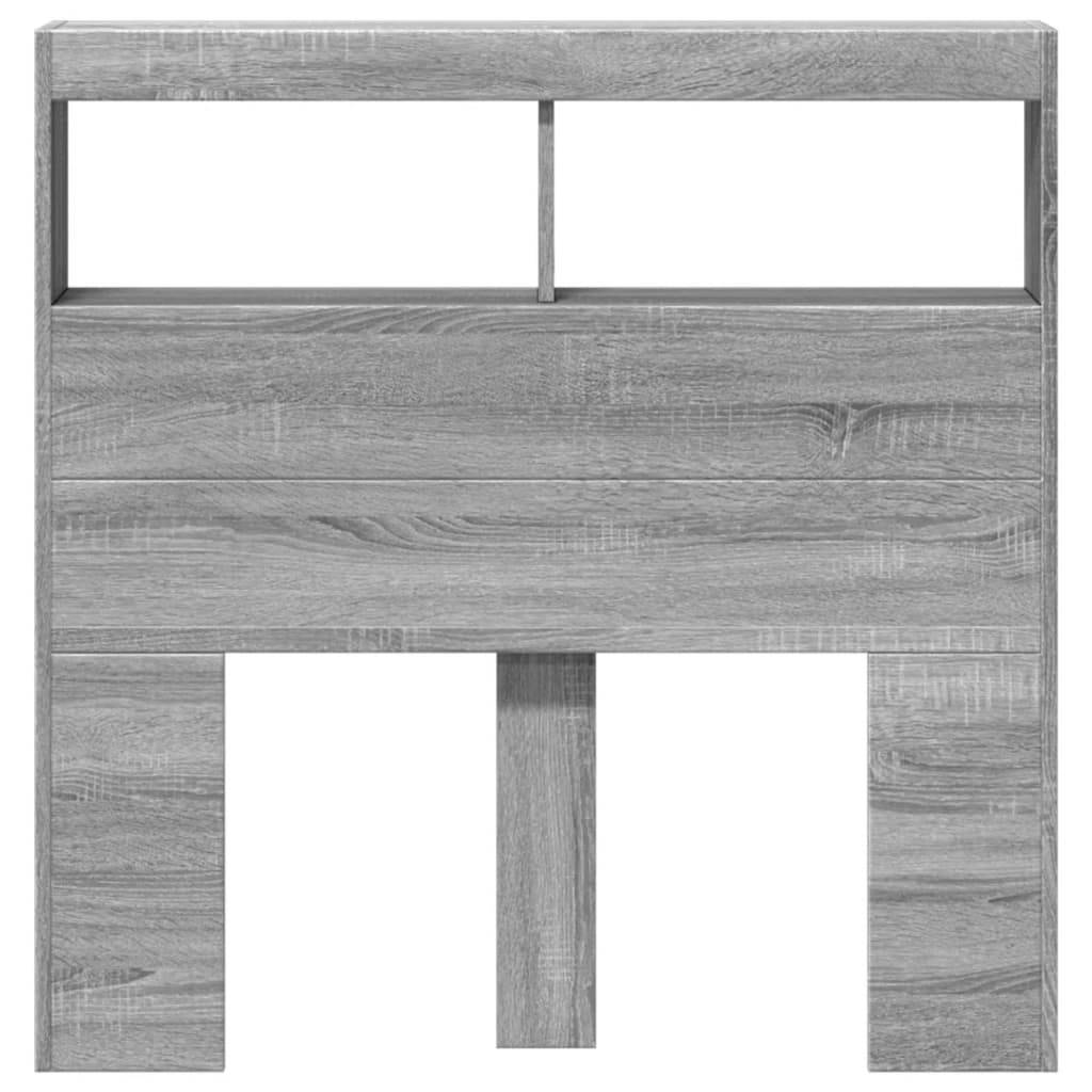 Walplus Engineered Wood LED Headboard Cabinet - Grey and Oak - 100 x 17 x 102 cm - Image 6