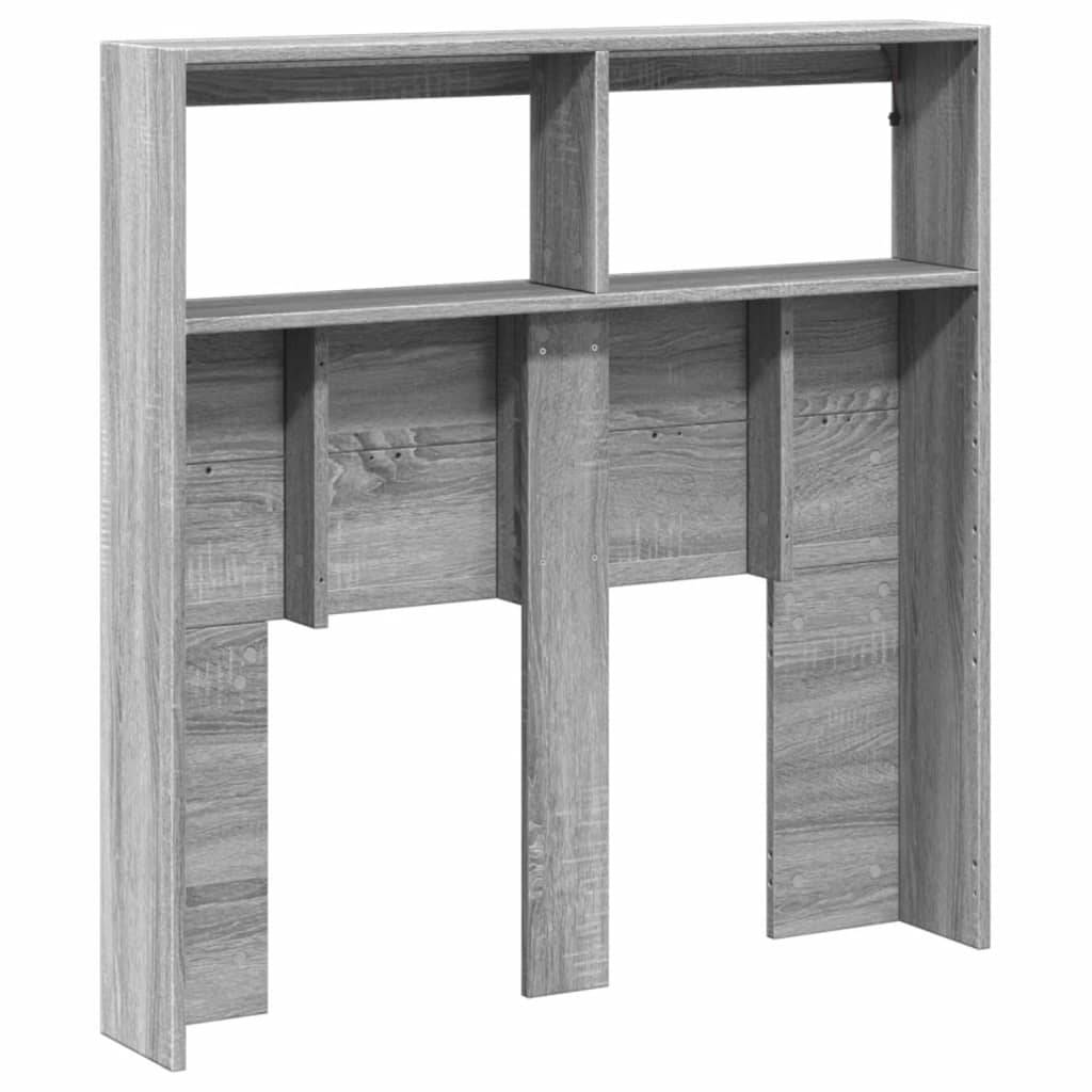 Walplus Engineered Wood LED Headboard Cabinet - Grey and Oak - 100 x 17 x 102 cm - Image 8