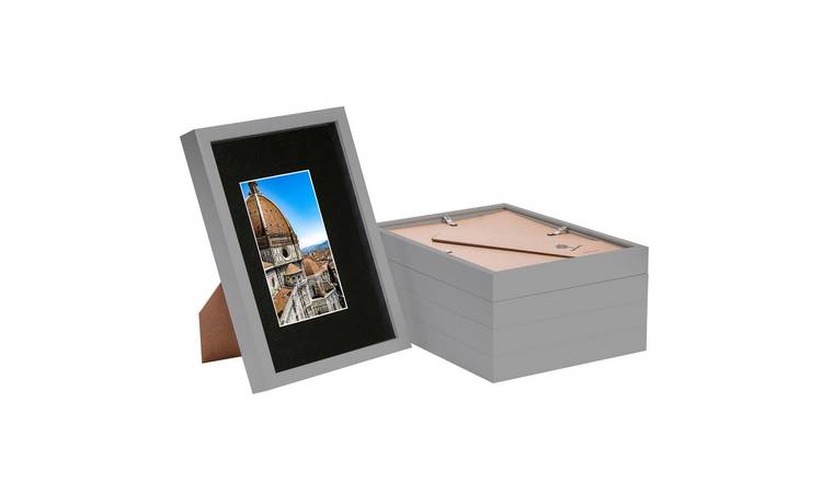 Nicola Spring 3D Shadow Box Frames - 8x12" with Mount - Grey - Set of 5