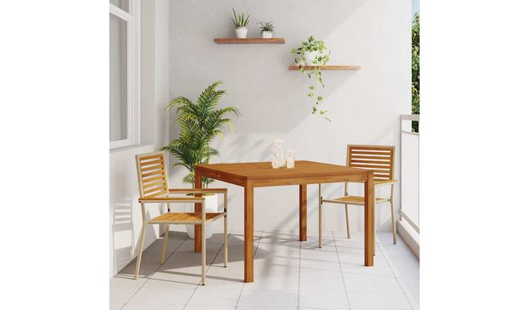 Walplus 3 Piece Garden Dining Set Open Shelf - Beige - 110 x 110 x 75 cm