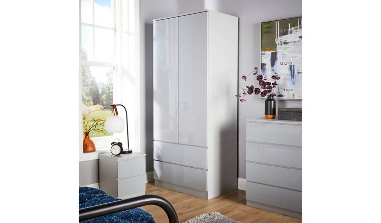 Home Source Lugano 2 Door 2 Drawer Wardrobe - Grey