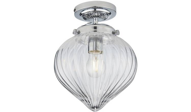 Loops Direct Ceiling Light - Chrome Plate and Clear Ribbed Glass