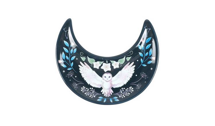 Something Different Crescent Moon Owl Trinket Dish - Blue & White