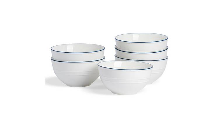 Nicola Spring White Farmhouse Cereal Bowls - Pack of 6