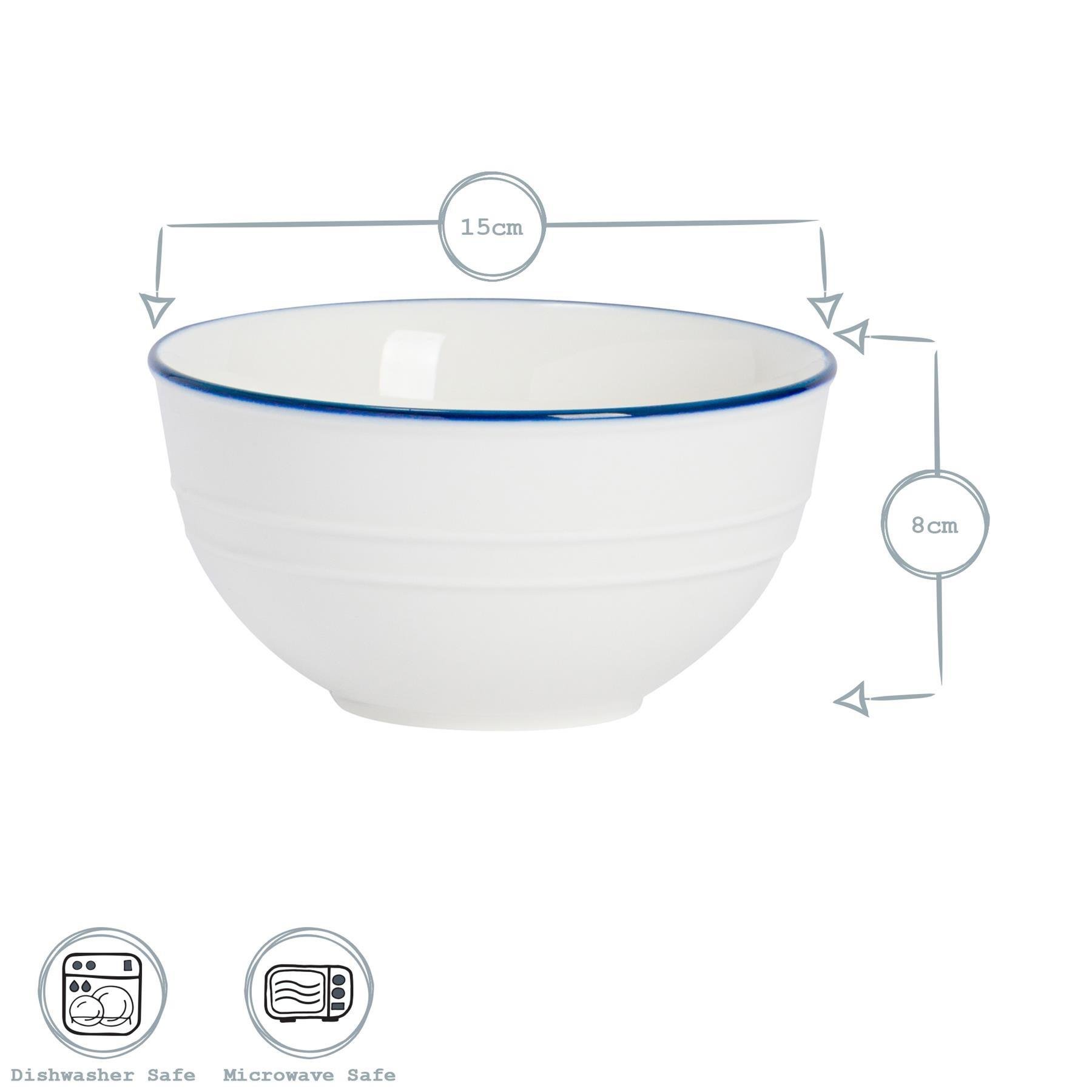 Nicola Spring White Farmhouse Cereal Bowls - Pack of 6 - Image 2