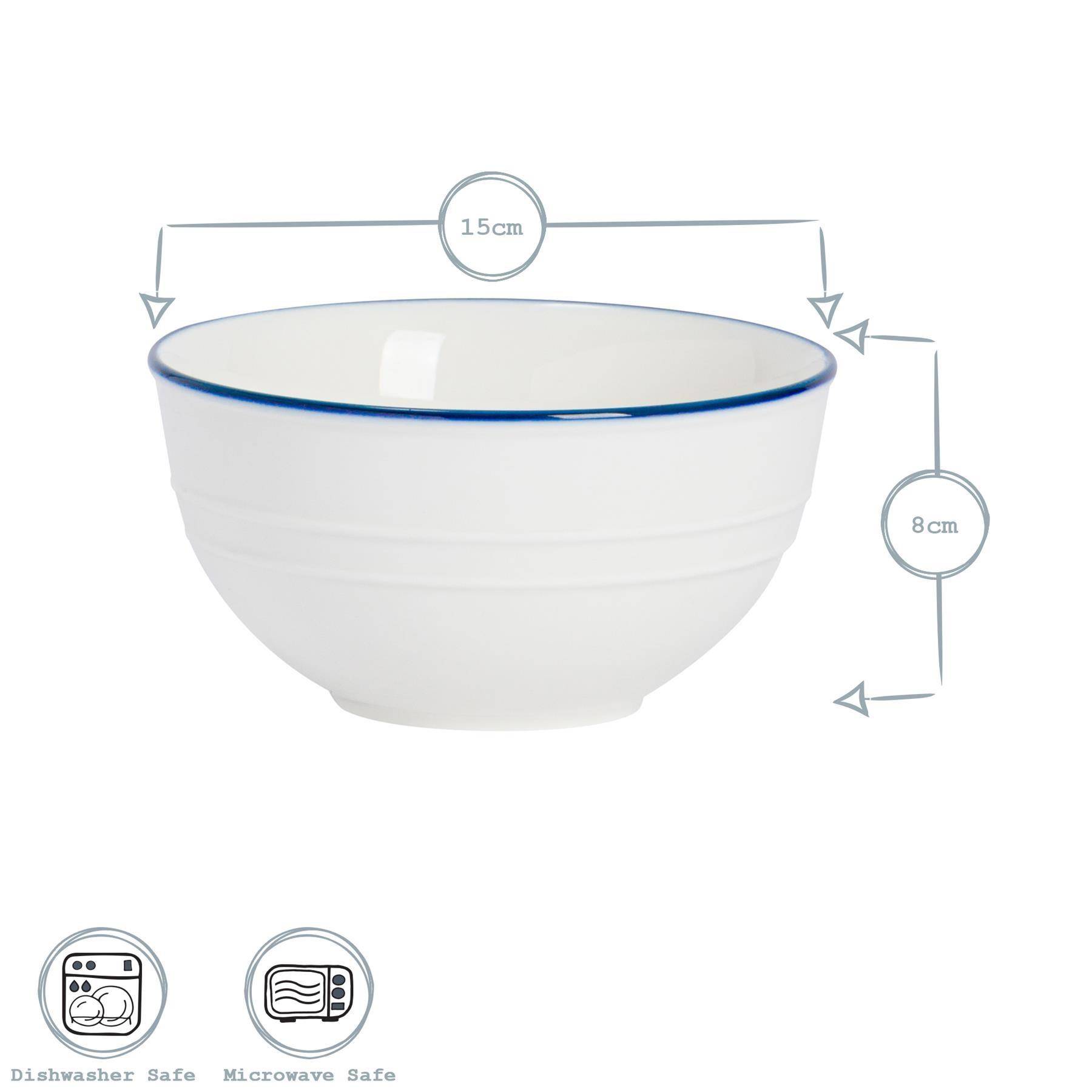 Nicola Spring White Farmhouse Cereal Bowls - Pack of 6 - Image 2