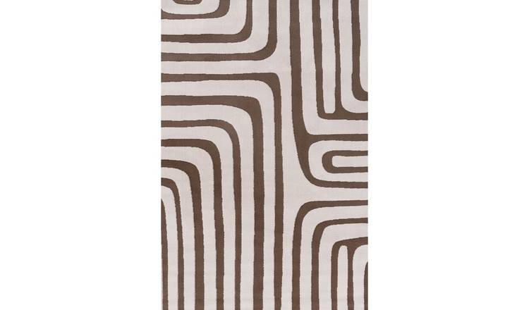 The Rugs Brown Loft Curved Line Rug - 160 x 230cm
