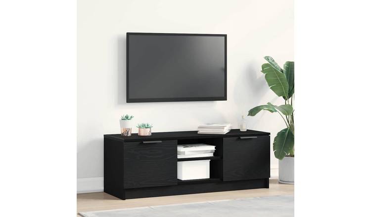 Walplus Engineered Wood 2 Doors TV Cabinet - Black Oak - 102 x 32 x 35.5 cm