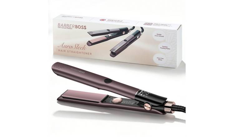 BarberBoss AuraSleek Keratin-Infused Ceramic Hair Straightener - Purple