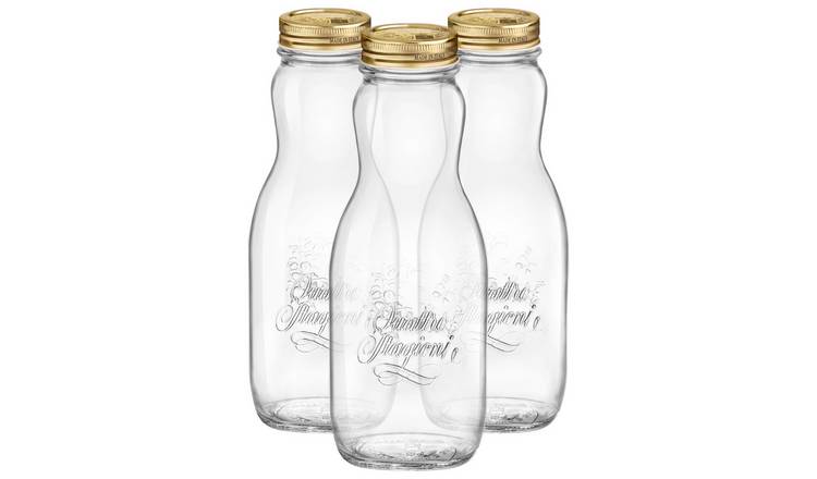 Bormioli Rocco Quattro Stagioni Glass Juice Bottles with Lid - Set of 3