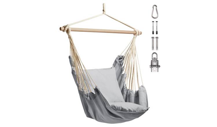 Vonhaus Seville Outdoor Hanging Chair with Attachments - Grey