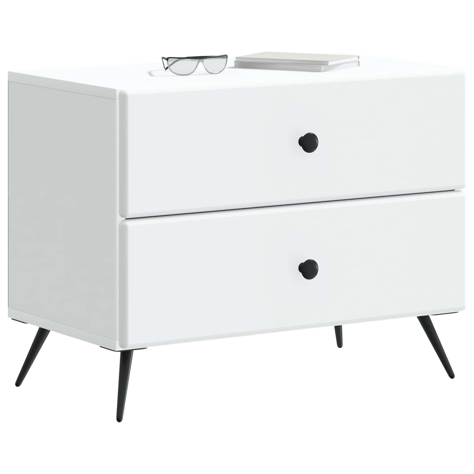 Walplus Engineered Wood Nightstand - White - 62 x 34.5 x 47.5 cm - Image 3