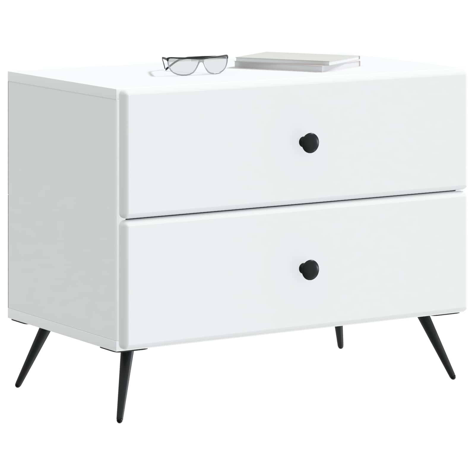 Walplus Engineered Wood Nightstand - White - 62 x 34.5 x 47.5 cm - Image 3