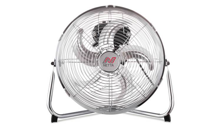 NETTA 12 Inch Metal Gym Floor Fan - Chrome