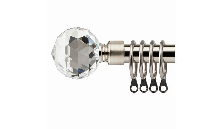 New Edge Blinds 16-19mm Silver Cristalla Extendable Curtain Pole - 120cm - 210cm
