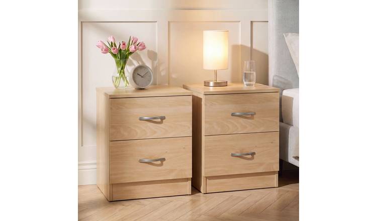 Vida Designs Riano 2 Drawer Bedside Chest Set of 2 - Pine
