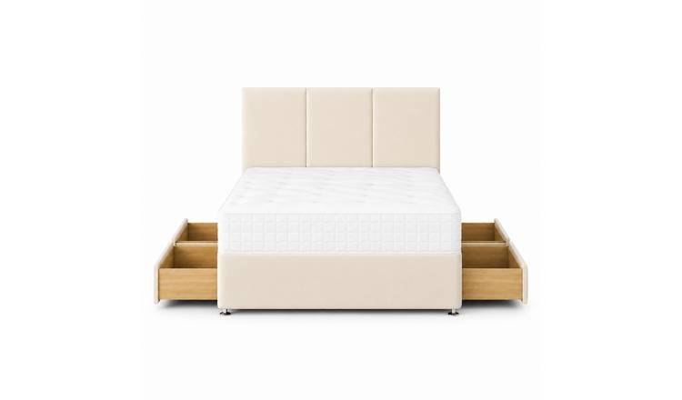 Comfy Deluxe 6ft Super King    4 Drawer Plush Velvet Divan Bed Set -  Cream