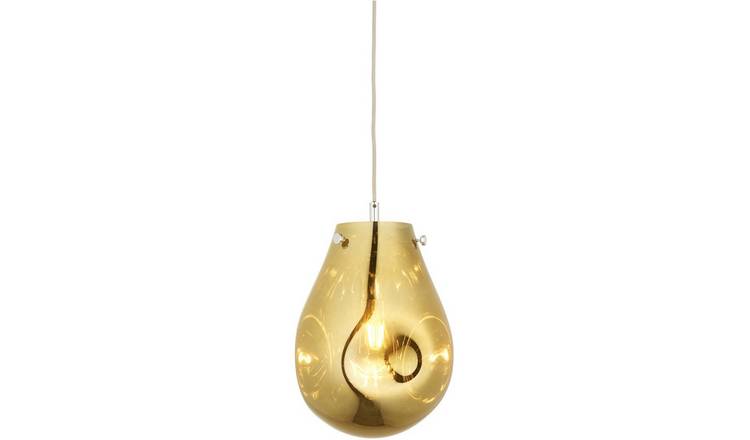 Loops Direct Glass Chrome LED Pendant Light - Gold