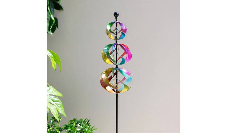 Primrose 18.5cm Three Sphere Kinetic Wind Spinner Wheel - Multicoloured