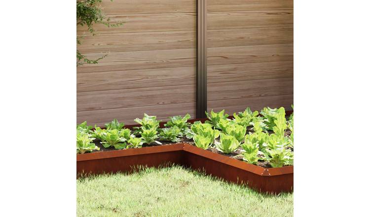 Walplus Pack of 4 Weathering Steel Snail Fence - Rusty - 10 x 10 x 25 cm