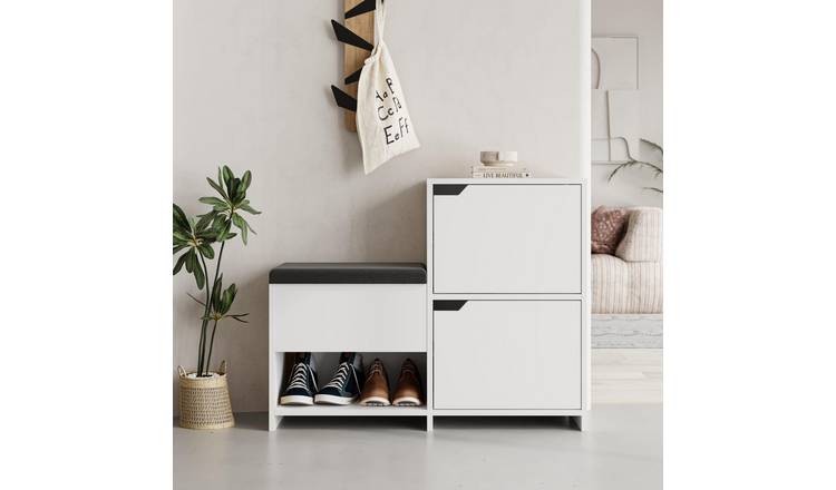 Decortie Haven Shoe Storage Bench - White