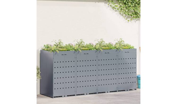 Walplus Steel Wheelie Bin Store - Light Grey - 272 x 77.5 x 121.5 cm