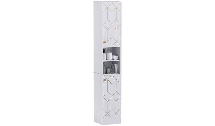 HOMCOM Tall Bathroom Storage Cabinet with Adjustable Shelves - White