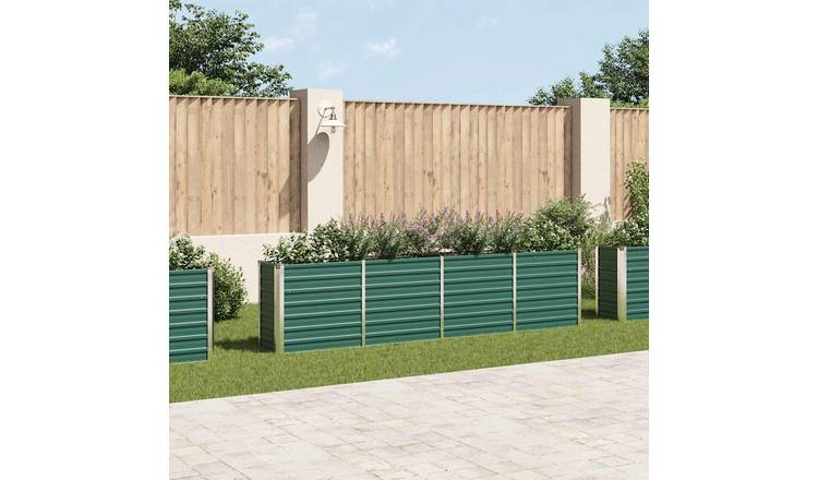 Walplus Galvanised Steel Raised Garden Bed - Green - 320 x 40 x 77 cm