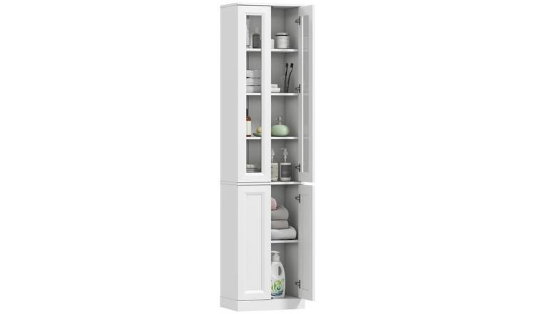 HOMCOM Tall Bathroom Storage Cabinet with Adjustable Shelf