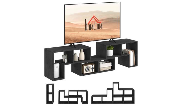 HOMCOM Free Combination TV Unit with Storage Shelves - Black Wood Effect