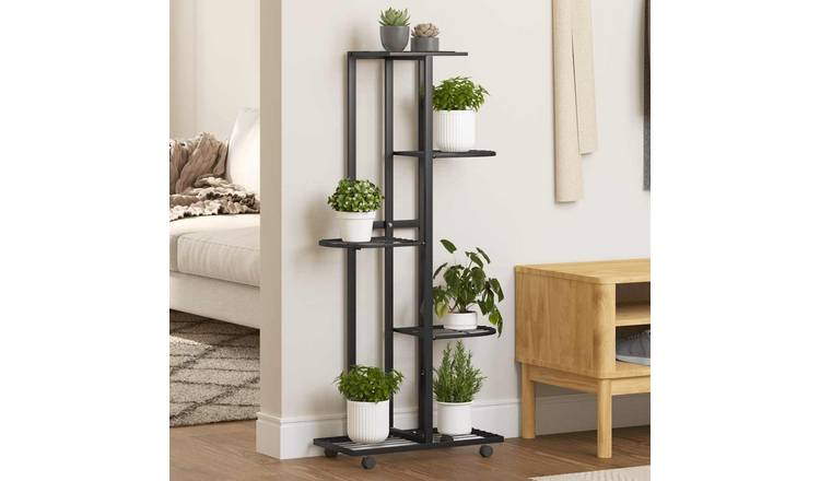 Walplus 5-Tier Iron Flower Stand - Black - 44 x 23 x 100 cm