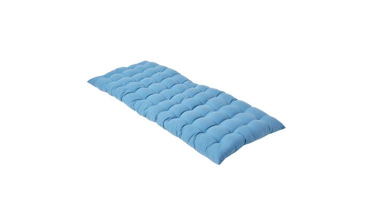 Homescapes Cotton Bench Cushion 2 Seater - Airforce Blue