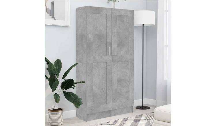 Walplus Engineered Wood Book Cabinet - Stone Grey - 82.5 x 30.5 x 150 cm