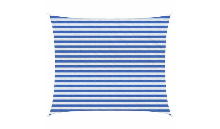 Walplus Rectangular HDPE Sun Shade Sail - Blue and White - 250 x 300 cm