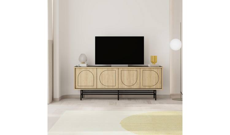 Decortie Joji Particleboard Wall-Mounted TV Unit with Storage - Oak