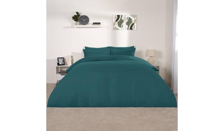 OHS Plain Dyed Microfibre Duvet Cover Set Bedding Teal - King