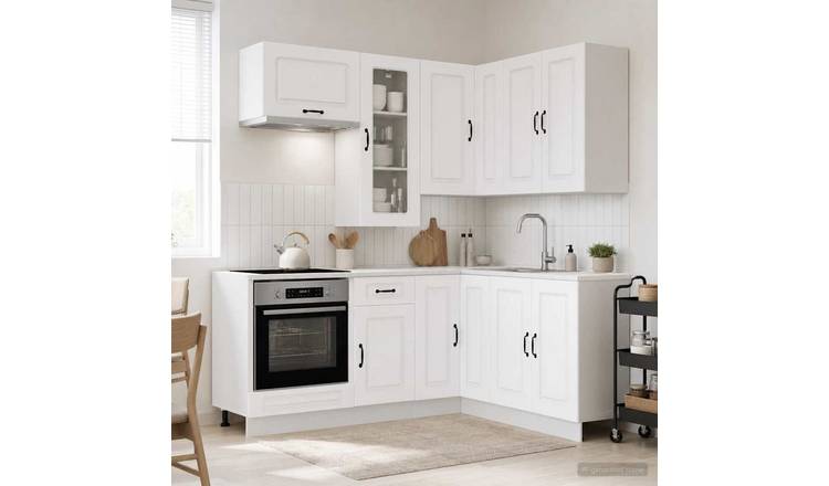 Walplus 8 Piece Engineered Wood Kitchen Unit Set - White