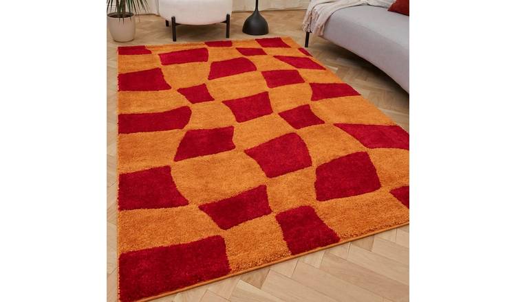 The Rugs Red Joli Chequered Rug - 240 x 340cm