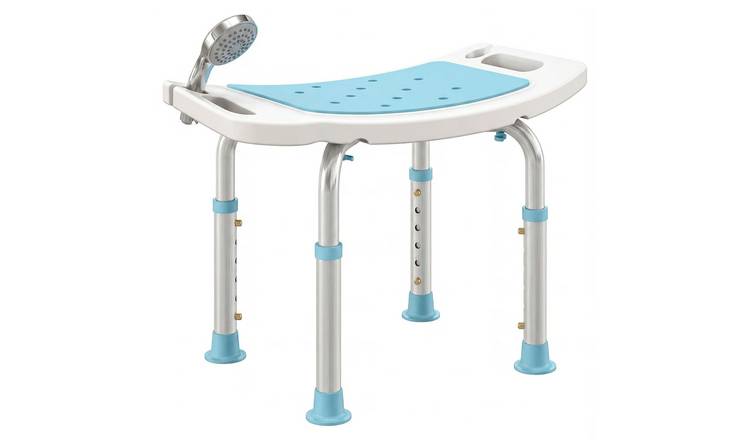 HOMCOM Aluminium Shower Chair with Adjustable Height and Non-Slip Feet
