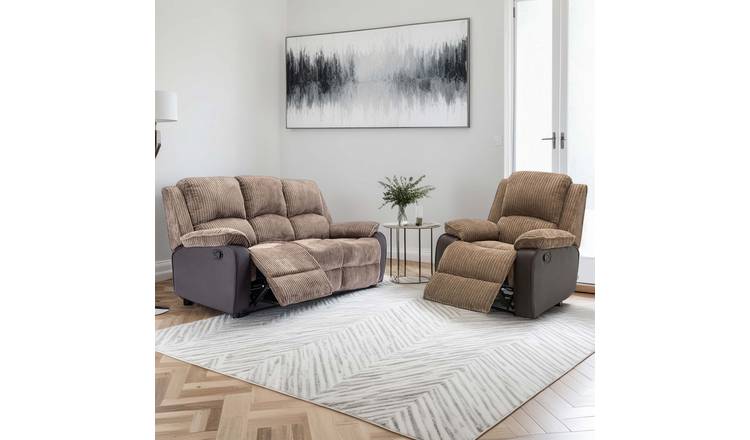Furniture Online Postana Manual Recliner 1+3 Seater Sofa Set - Brown
