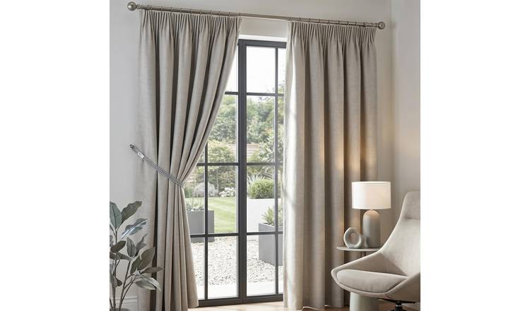 Luxury Living Chenille Blackout Pencil Pleat Curtains 168cm x 137cm - Silver
