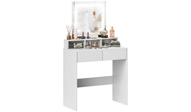 HOMCOM Dressing Table with Mirror and LED Lights - White