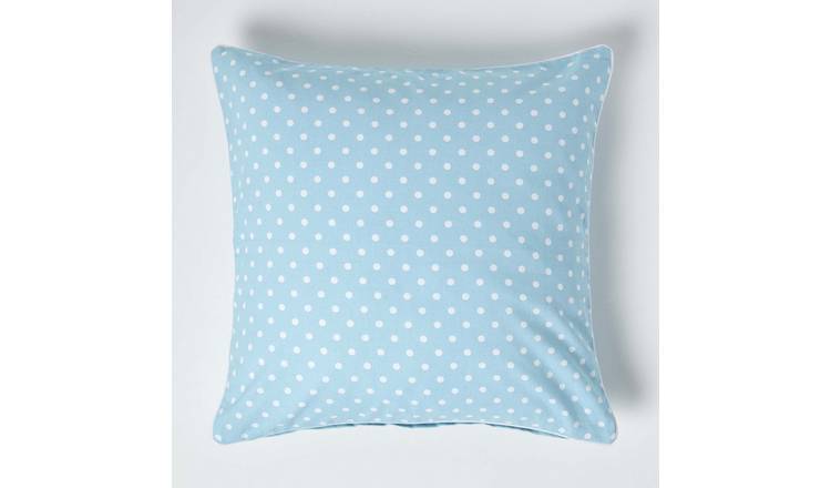Homescapes Blue Cotton Polka Dots Cushion Cover - 60 x 60 cm