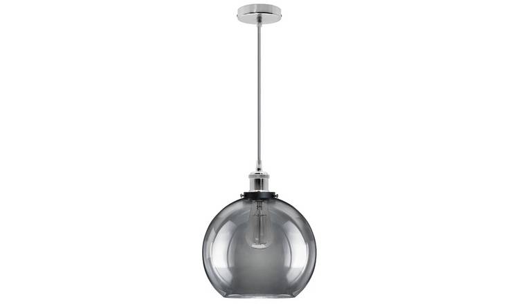 Energy Light Bulbs Globe Smoked Glass Ceiling Pendant Light - Grey