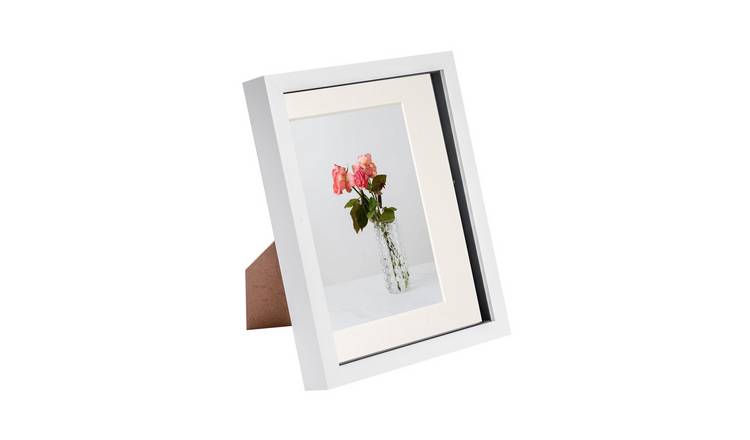 Nicola Spring 3D Box Photo Frame - 8 x 10" with Mount - White/Ivory