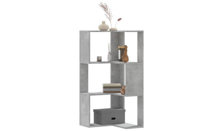Walplus 3 Tier Corner Bookcase - Stone Grey - 50 x 50 x 102 cm